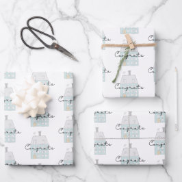 Glückwünsche auf Ihren neuen Zuhause-Wrapping Pape Geschenkpapier Set