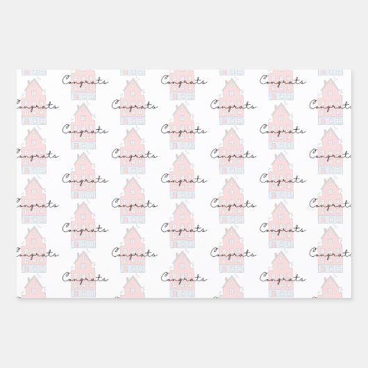 Glückwünsche auf Ihren neuen Zuhause-Wrapping Pape Geschenkpapier Set (Vorderseite 3)