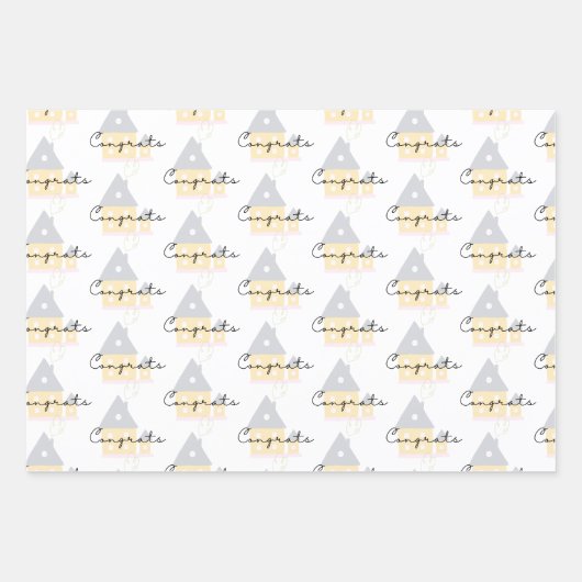 Glückwünsche auf Ihren neuen Zuhause-Wrapping Pape Geschenkpapier Set (Vorderseite 2)