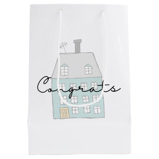 Glückwünsche auf Ihrer neuen Zuhause-Geschenktasch Mittlere Geschenktüte (Rückseite)