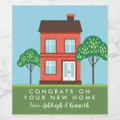 Glückwünsche auf Ihrer neuen Zuhause Niedlich Hous Weinetikett (Einzelnes Label)