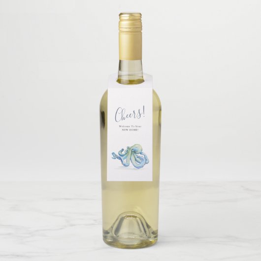 Glückwünsche auf Ihrer neuen Zuhause-Oktopus-Weinm Flaschenanhänger (Auf Flasche)