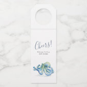 Glückwünsche auf Ihrer neuen Zuhause-Oktopus-Weinm Flaschenanhänger (Vorderseite)