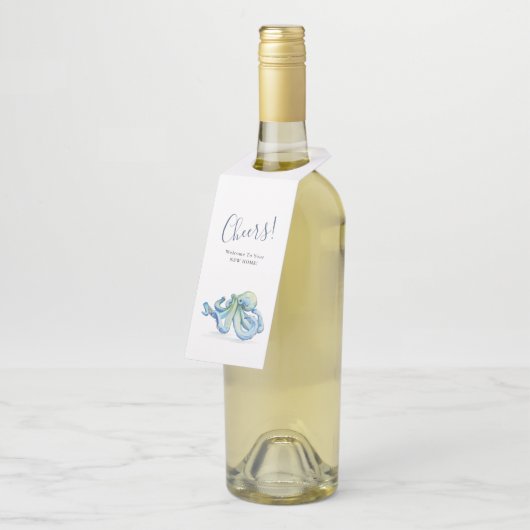 Glückwünsche auf Ihrer neuen Zuhause-Oktopus-Weinm Flaschenanhänger (Angewinkelt)