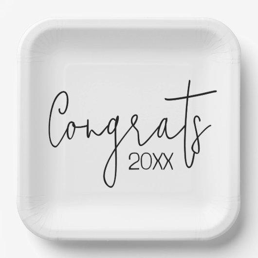 Glückwünsche aus schwarzem Abschluss auf Weiß Pappteller (Vorderseite)