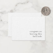 Glückwünsche beim Verlass dieser Hölle Mitteilungskarte (Vorderseite/Rückseite Beispiel)