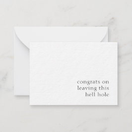 Glückwünsche beim Verlass dieser Hölle Mitteilungskarte
