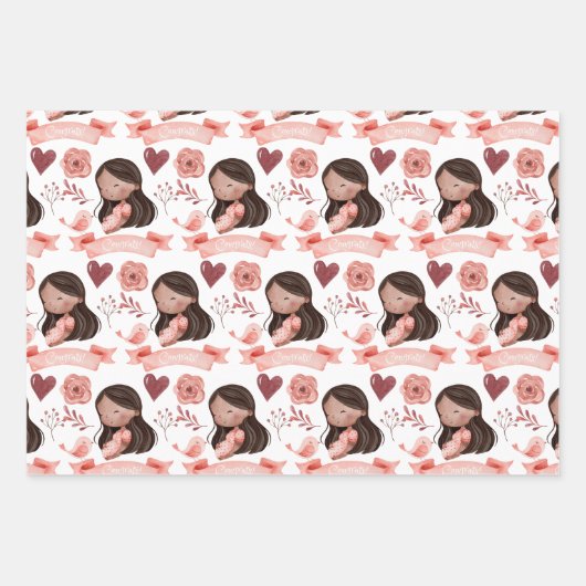 Glückwünsche, die Papierblätter umblättern Geschenkpapier Set (Vorderseite 2)