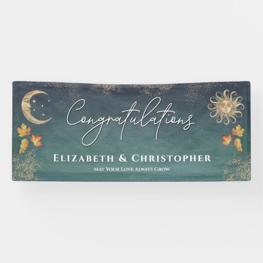 Glückwünsche Fall Sun Moon Engagement Party Banner (Horizontal)