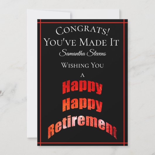 Glückwünsche für die Ruhestandszeit, die Sie in ir Karte (Vorderseite)