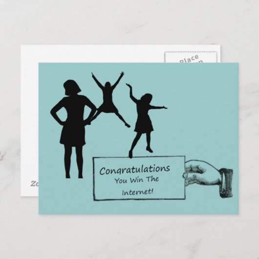 Glückwünsche gewinnen Sie die Internet-Postkarte Postkarte (Vorne/Hinten)