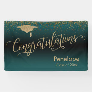 Glückwünsche Gold Confetti Abschluss Aquamarin Banner
