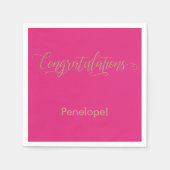 Glückwünsche Gold Glitzer Typografie Hot Pink Serviette (Vorderseite)