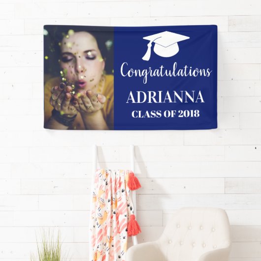 Glückwünsche graduieren Foto-Marine-Blau Banner (Insitu)