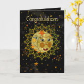 Glückwünsche graduieren, SONNEN sich, MOON, Karte (Gelbe Blume)