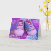 Glückwünsche! Grußkarten rosa Babyschuhe Karte (Gelbe Blume)