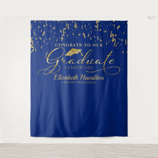 Glückwünsche in den goldfarbenen und blauen Hinter Wandteppich (Vorderseite)