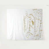 Glückwünsche in den goldfarbenen und weißen Hinter Wandteppich (Vorderseite (Horizontal))