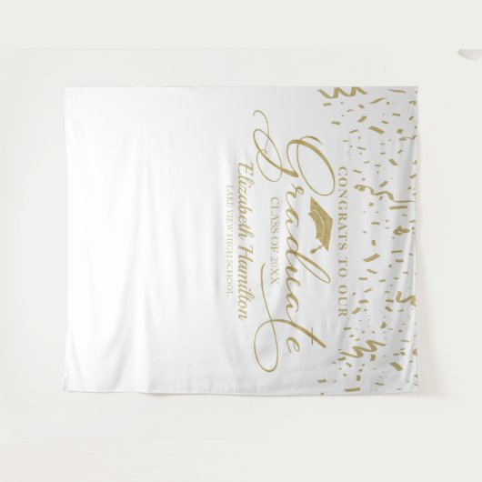 Glückwünsche in den goldfarbenen und weißen Hinter Wandteppich (Vorderseite (Horizontal))