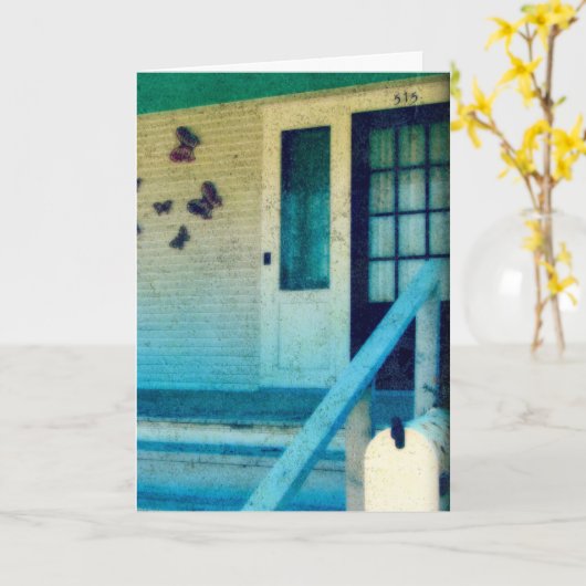 Glückwünsche in Ihrem neuen Haus, Grunge an der Fr Karte (Gelbe Blume)