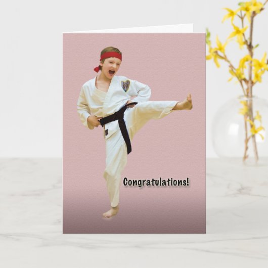 Glückwünsche, Karate-Gurt-Förderung, schwarz Karte (Gelbe Blume)