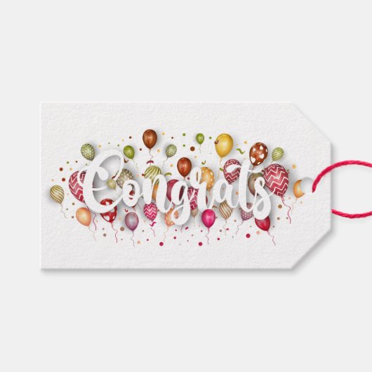 Glückwünsche mit Balloons Geschenkanhänger (Vorderseite (Horizontal))