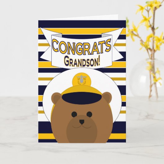 Glückwünsche - Navy Grandson Karte (Gelbe Blume)