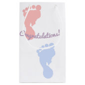 Glückwünsche rosa und blaues Abdruck-Muster Kleine Geschenktüte (Rückseite)