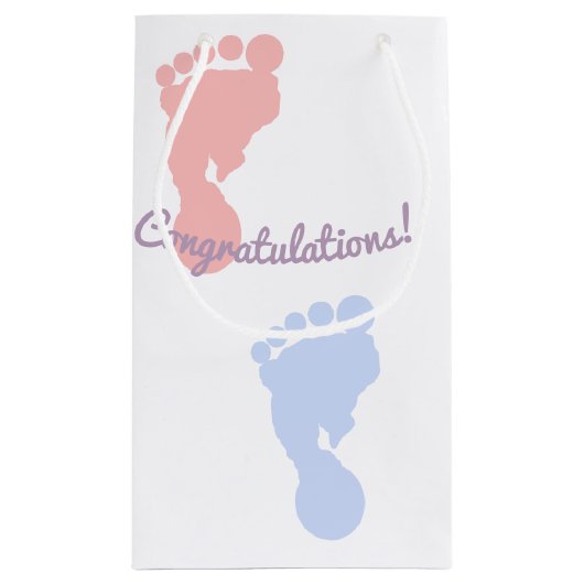 Glückwünsche rosa und blaues Abdruck-Muster Kleine Geschenktüte (Rückseite)