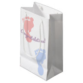 Glückwünsche rosa und blaues Abdruck-Muster Kleine Geschenktüte (Vorderseite Schrägansicht)