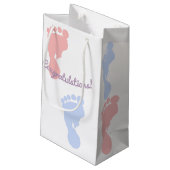 Glückwünsche rosa und blaues Abdruck-Muster Kleine Geschenktüte (Rückseite Schrägansicht)