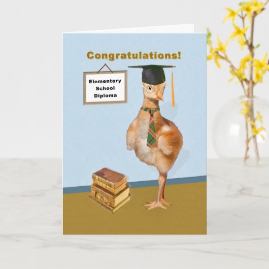 Glückwünsche, Volksschule-Abschluss Karte (Gelbe Blume)