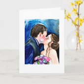 Glückwünsche | Wedding Kiss Watercolor Art Karte (Gelbe Blume)