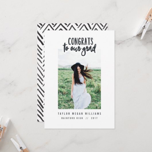 Glückwünsche zu unserem Abitur (zugeschnittenes Bi Karte (Vorderseite/Rückseite Beispiel)