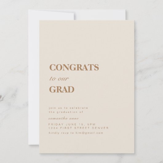 Glückwünsche zu unserem Grad Einladung (Vorderseite)