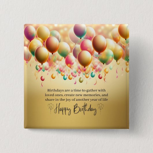 Glückwünsche zum leuchtenden Geburtstag Button (Vorderseite)