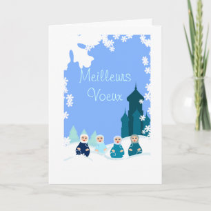 Glückwunschkarte blaue russische Puppen Karte