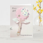 Glückwunschkarte - Es ist ein Mädchen Karte (Gelbe Blume)