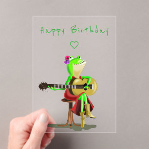 Glückwunschkarte Frosch spielt Gitarre Lustig Acryleinladungen