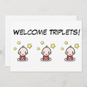 Glückwunschkarte für Triplets, Einladung (Vorne/Hinten)