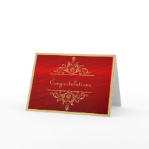 Glückwunschkarte HochzeitGold Red