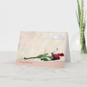 Glückwunschkarte Hochzeitweilig Wein und Rose Karte
