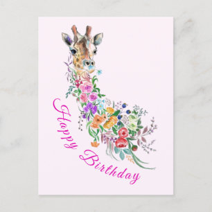 Glückwunschkarte Kunst Farbige Florale Giraffe Postkarte