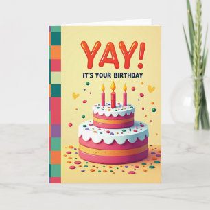 Glückwunschkarte mit hellem Kuchen zum Geburtstag Karte