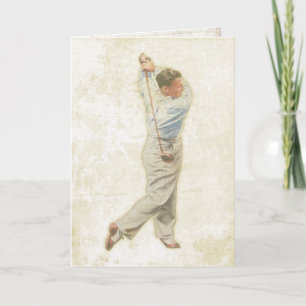 Glückwunschkarte mit Vintage-Golfspieler Karte