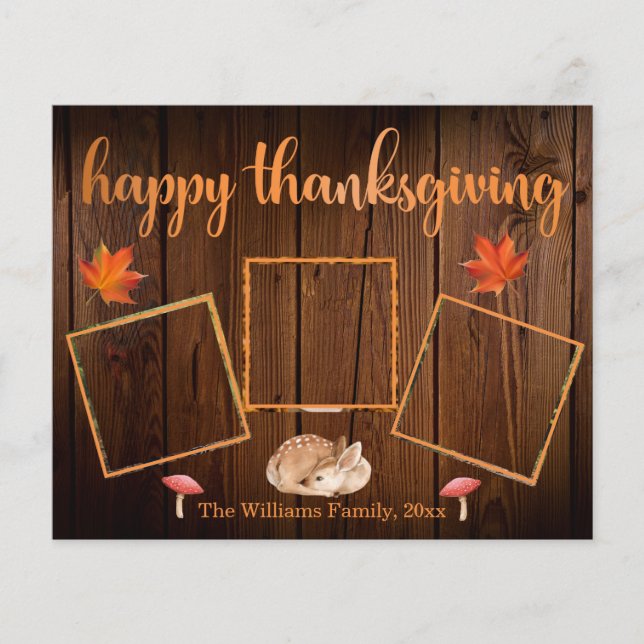 Glückwunschkarte rustikal 3 Foto Collage (Vorderseite)