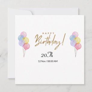 Glückwunschkarte zum 20. Geburtstag Einladung