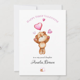 Glückwunschkarte zum ersten Valentinstag mit Teddy Feiertagskarte