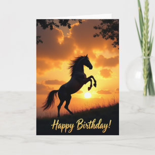 Glückwunschkarte zum Geburtstag mit Goldenem Pferd Karte