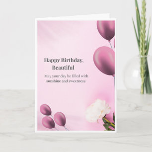 Glückwunschkarte zum Geburtstag mit rosa Ballon Karte